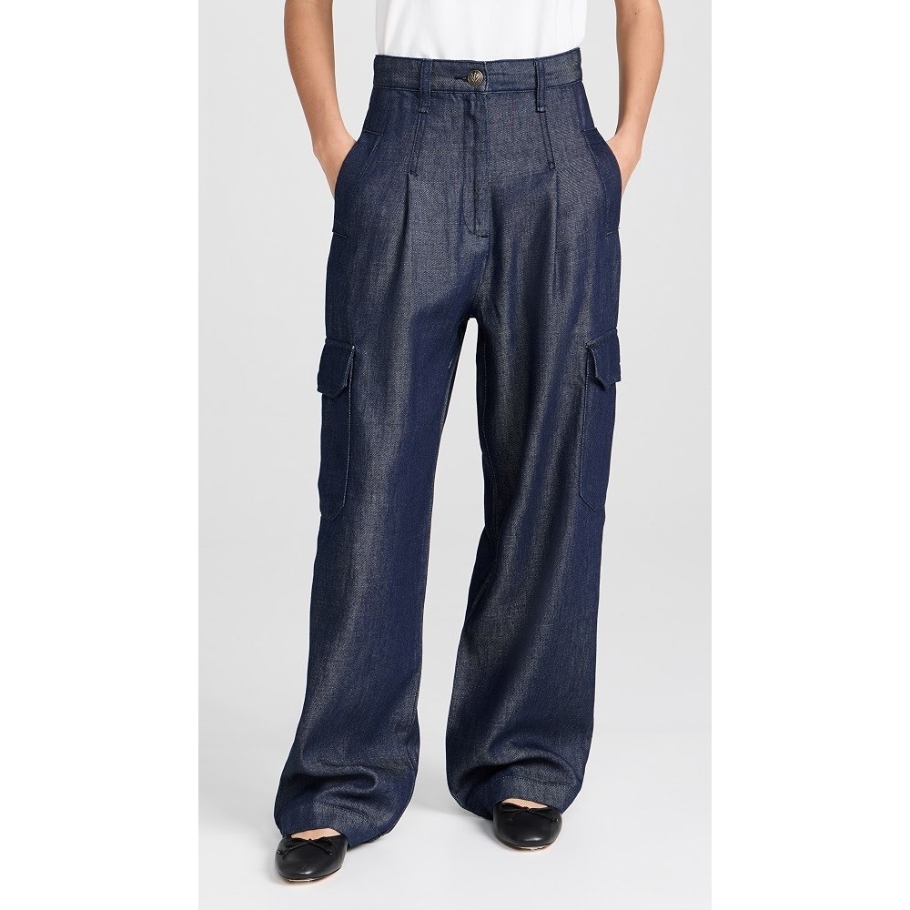 Rag & Bone Featherweight Cassidy Cargo Pants Women 26 Indigo Wide Leg Tailored